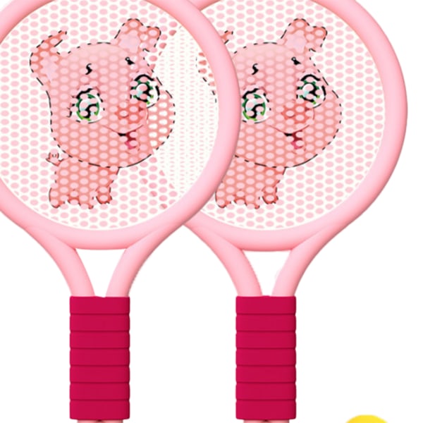 Lätt Badmintonracket Set för Barn 3-7 år - Inomhus/Utomhus Lek - Rosa Gris Design
