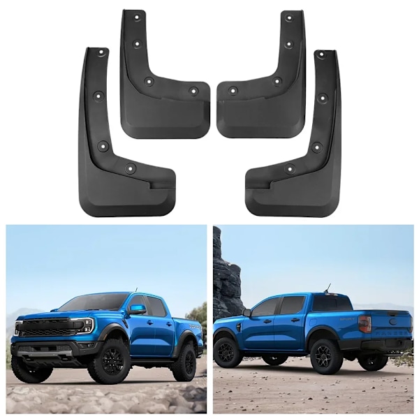 4x Auton roiskeläpät Mudguards Anti-splash Fender Grade Etu- ja takapyörät Autotarvikkeet Styling Ford Ranger T9 2023 2024 2025