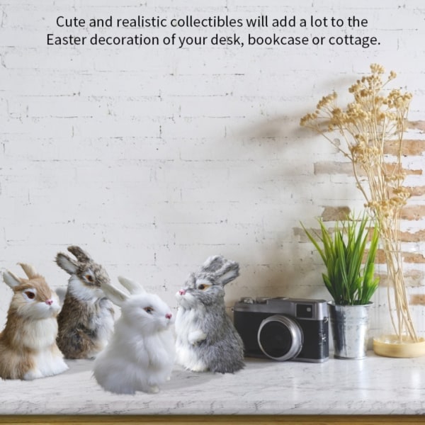 Realistisk dukke plys lille dyrelegetøj model påske Boligdekoration hvid brown