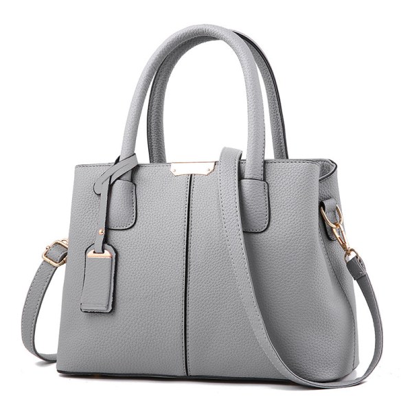 Kvinder Dame Håndtaske Simpel Litchi mønster Fashion Håndtaske Skulder Crossbody Light gray