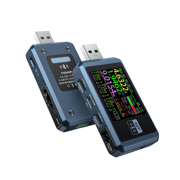 Fnb48p Erittäin luotettava USB DC-laturin testeri, jossa volttimittari ja ampeerimittari Silver