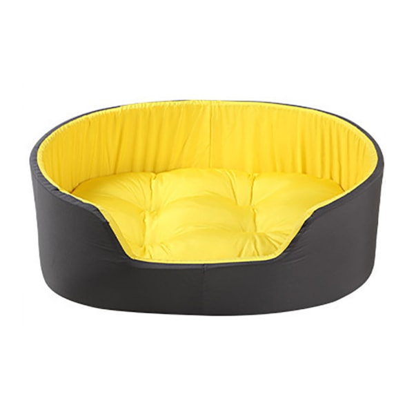 Stor Mjuk och Bekväm Djursäng i Svart och Gult - Storlek L (23,6 x 15,7 tum) för Husdjur Under 10 kg (22 lbs) L Black Yellow