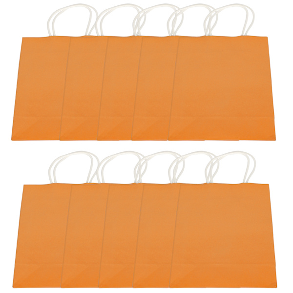 10 kpl Oranssit Kannettavat Kraft-Paperiset Lahjapussit Ostoksiin ja Syntymäpäiväjuhliin - 15 x 8 x 21cm Orange 10pcs