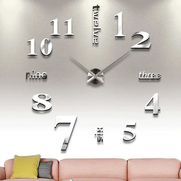 Modern Mute Diy Frameless Large Wall Clock Home
