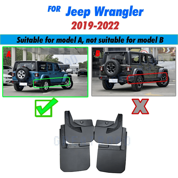 Stænkskærm til Jeep Wrangler Sahara JL 2019-2022 Forreste Bageste Mudflap Stænkskærme Biltilbehør Auto Styline Stænkskærm Fender