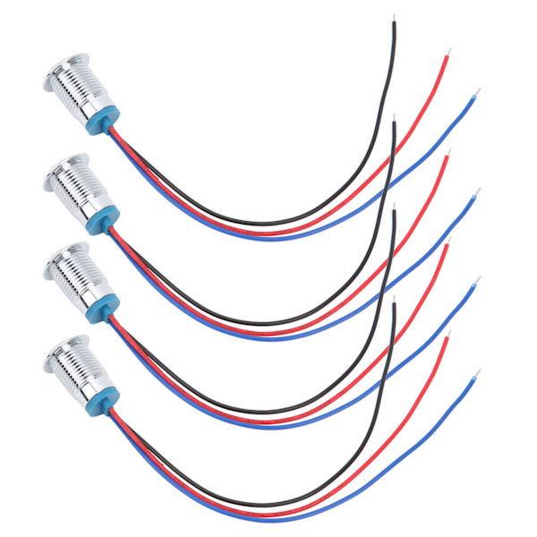 4-delt Vandafvisende LED-indikatorlys Sæt - Fælles Anode Industrielle Kontrolkomponenter, 12mm, 110-220V, Rød og Blå Red and Blue