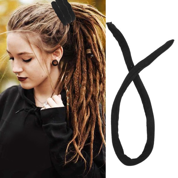 【Lixiang Store】 Hårbånd med spirallås bøjelig lang dreadlock hestehaleholder til tykt krøllet hår Pure Black