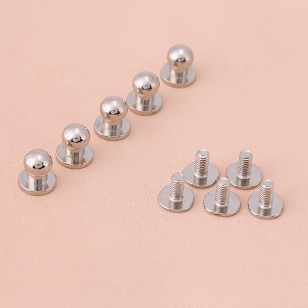 20 st Rundhuvud Solid Koppar Nitar Knappar för DIY Lädertillbehör (8x6mm, Silver)