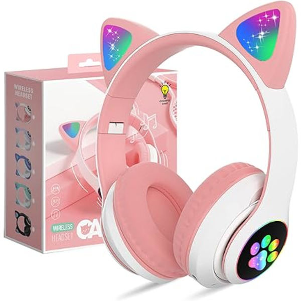 Cat-kuulokkeet Taitettavat langattomat Bluetooth-kuulokkeet lapsille pink