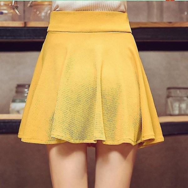 Kvinder sport plisseret mini nederdel Q Yellow L