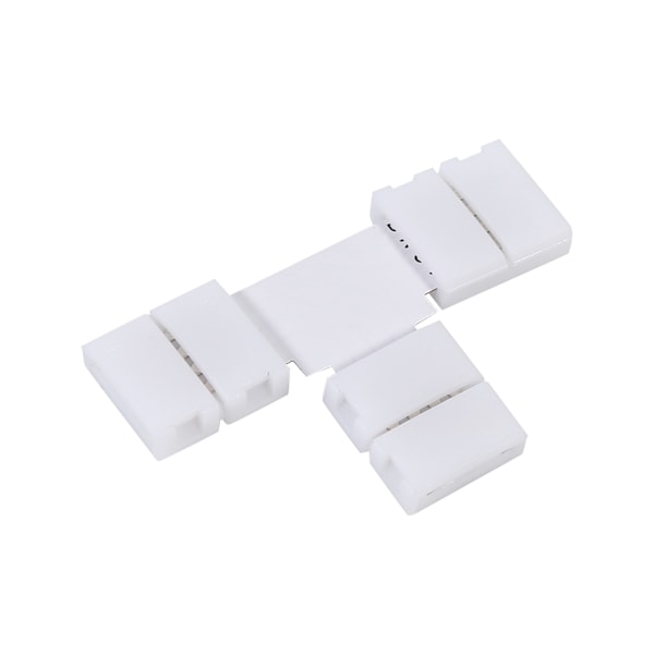 5-pak loddefri 4-bens klip-på-adaptere til 10mm RGB 5050 LED-strimler (T-formet)