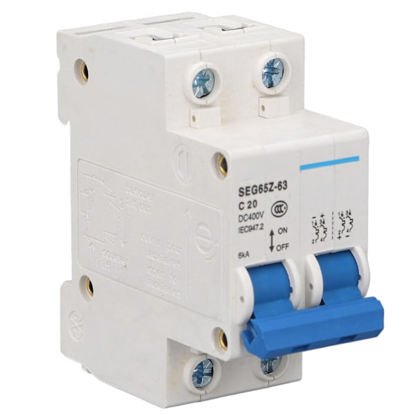 DC Miniature Afbryder 2P 6KA 400V Luftafbryder til Solcellepanel - C20 20A Rating