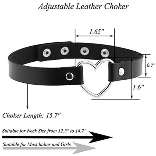 Chokerhalsband för kvinnor - Läderlegering 33-40cm svart