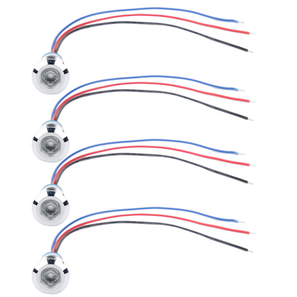 4-delt Vandafvisende LED-indikatorlys Sæt - Fælles Anode Industrielle Kontrolkomponenter, 12mm, 110-220V, Rød og Blå Red and Blue