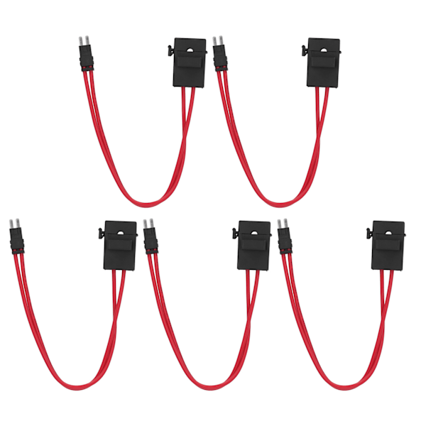 5-pack Mini Säkringhållare för Bil med 20A 16AWG Tråd Förlängning, Inkluderar 5 Säkringar och 9,1 mm ACM Långa Ben