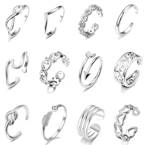 Sølv Justerbare Ringe Sæt Justerbar Finger Ring Strandsmykker