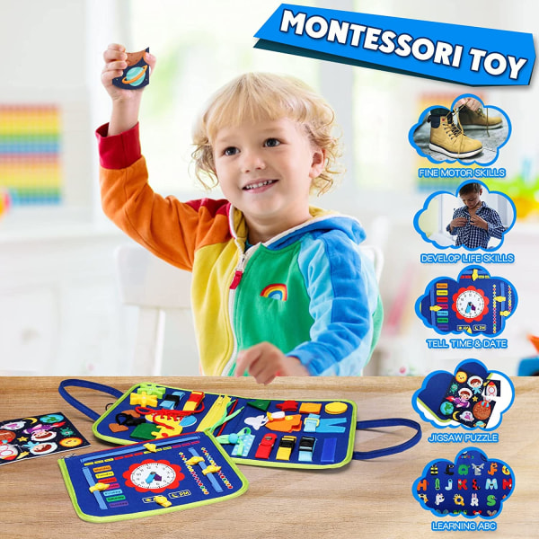 Montessori Toys Busy Board Sensorisk aktivitetsudviklingstavle dinosaur