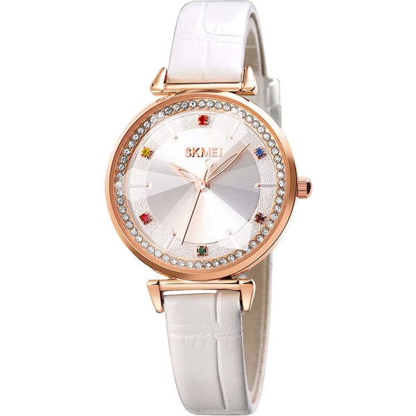 Women Watch Leather Elegant Quartz Waterproof Wrist Watches white