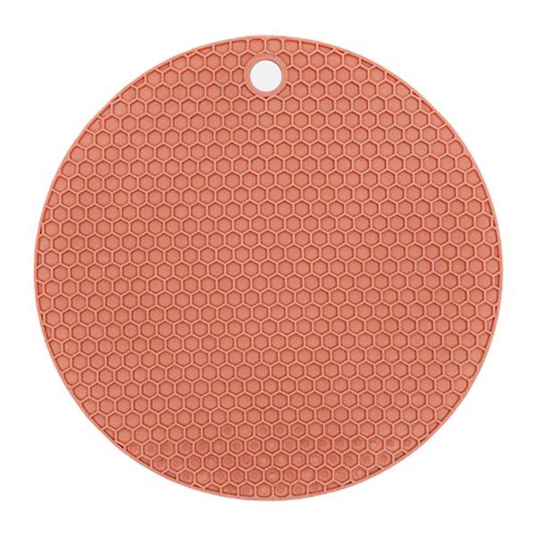 Tehokas lämmöneristysvaikutteinen vaaleanpunainen kumipintainen liukumaton keittiökattila-alusta kuumille ruokakupeille (18 cm, 0,5 cm paksuus)