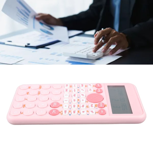 Tieteellinen laskin 2 riviä LCD-näyttö 240 toimintoa Akkukäyttöinen pöytälaskin Office School Business Pink