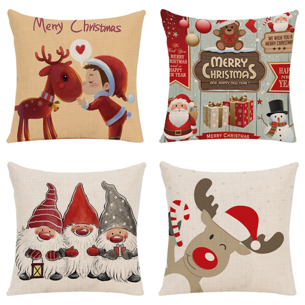 4pcs 45x45cm Throw Pillow Covers Christmas Decorative