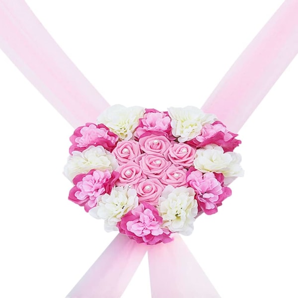 Roses Garland Heart Bilsmykker Bryllupsdekoration Garland Brudeparret Garland（Pink） Pink