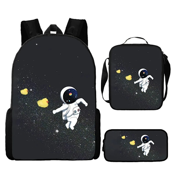 Astronautti Avaruusmies Koululaukku Matkareppu Lounaslaukku Penaali setti Lapsille Opiskelijoille