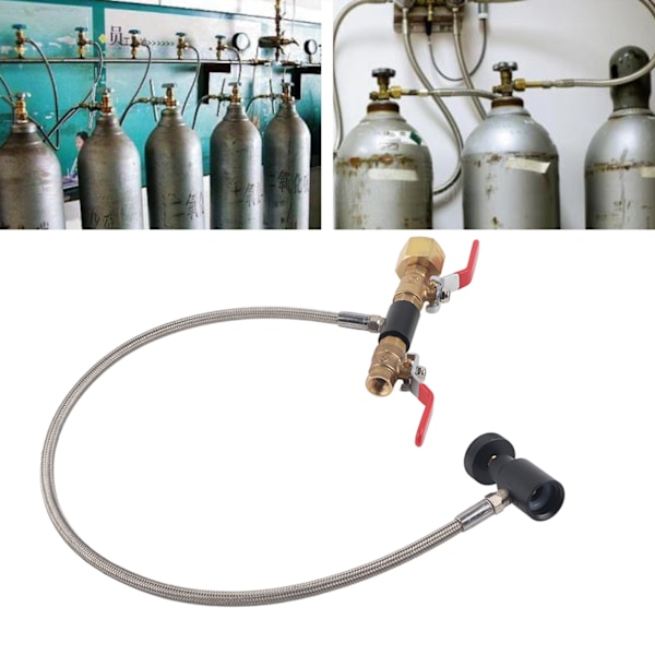 CGA-320 CO2-sylinder påfyllingsadapter med 24\" slange for brusflaskefylling - Inkluderer ikke måler