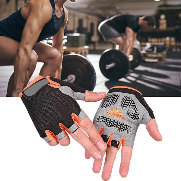 Liukumattomat puolihanskat painonnostoon ja pyöräilyyn - Unisex ulkoilmakäyttöön L Black Orange