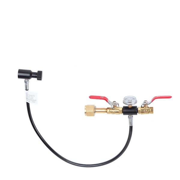CO2 Fyldningsadapter med 61 cm Slange og Dobbeltventil Måler (W21.8-14)