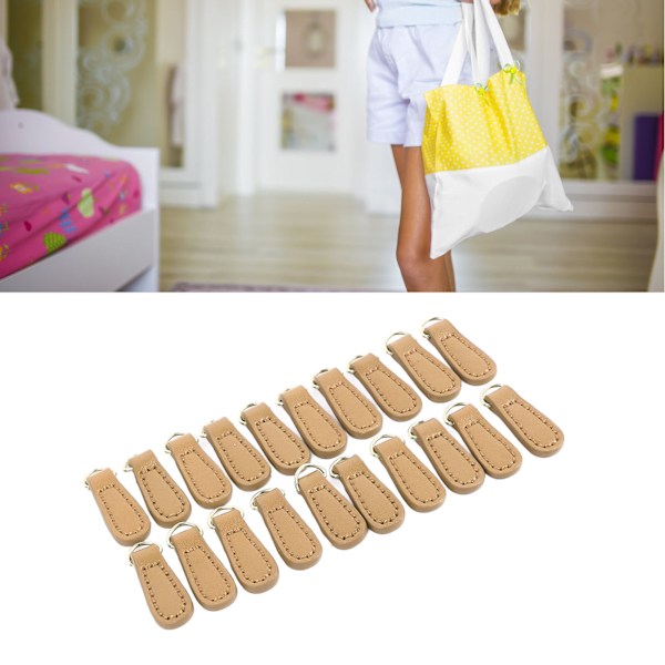 21-pack äkta läder blixtlåsdragare - Snygga mikrofiberläder ersättningsmärken för ryggsäckar och väskor i Claybank Gold Beige Gold 20pcs