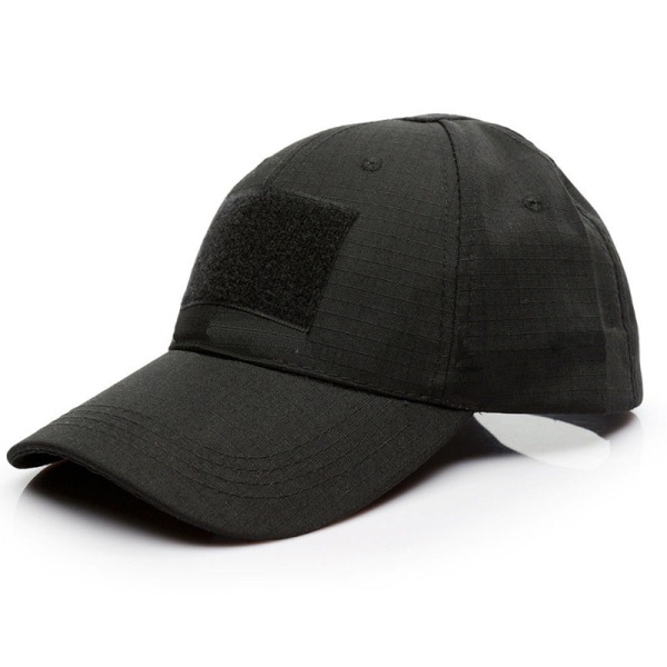 Herre Camo Tactical Operator Baseball Hat Outdoor Peaked Cap Black - Solid