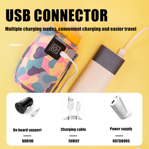 Kannettava tuttipullonlämmitin, USB-latauspullonlämmitin Vauva termostaatilla Naamiointi/keltainen Camouflage/Yellow