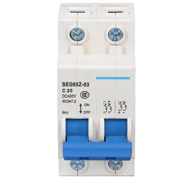 DC Miniature Afbryder 2P 6KA 400V Luftafbryder til Solcellepanel - C20 20A Rating
