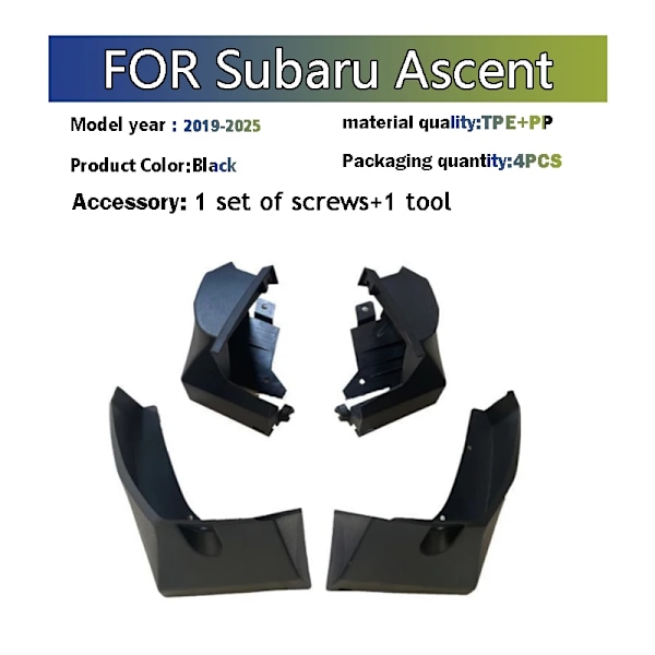 2019 2020 2021 2022 2023 2024 2025 SUBARU Ascent -malleihin sopivat roiskeläpät, suojat, lokasuojat, auton lisävarusteet, 4 kpl