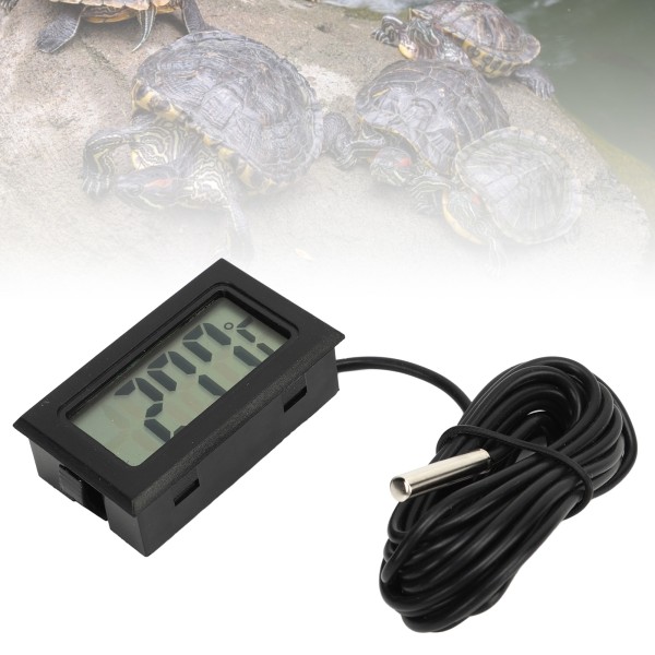 Vattentät Digital LCD-Termometer i Svart med Inbyggd Sonda för Inkubatoranvändning Black