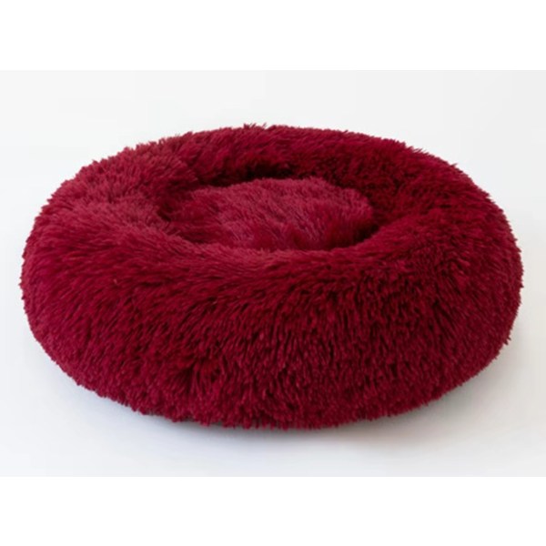 Pet Plush Bed for Cats Doughnut Shape Red 40*40 cm