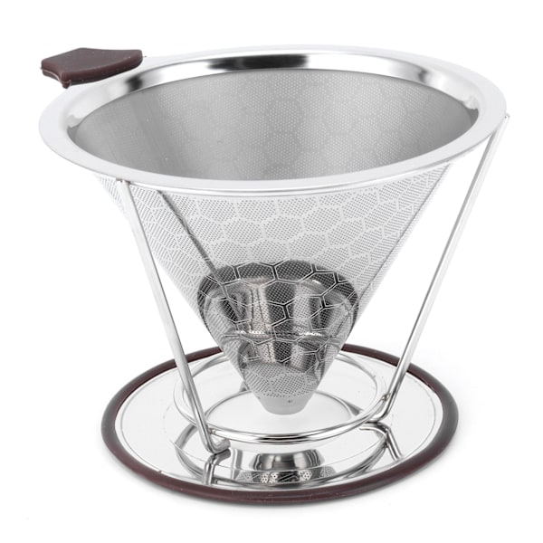 Kaffefilter i rustfrit stål med holder - Mesh tragt til 1-6 kopper brygning i køkkenet