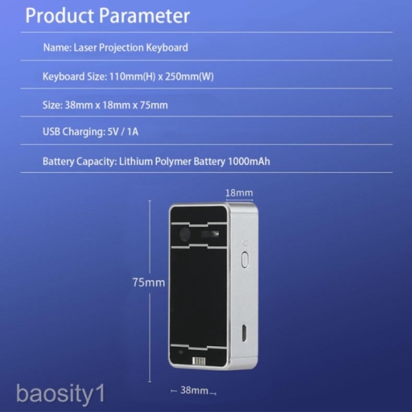 Bluetooth trådløs projektor tastatur