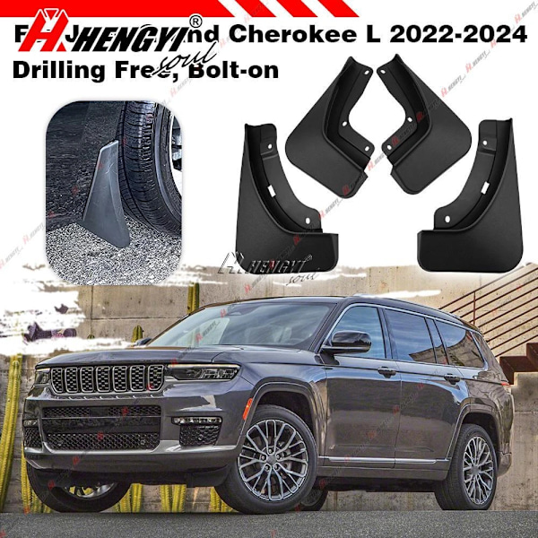 4 stk. Stænklapper til Jeep Grand Cherokee L 2021 Stænkskærme Mud Flaps Mudflaps