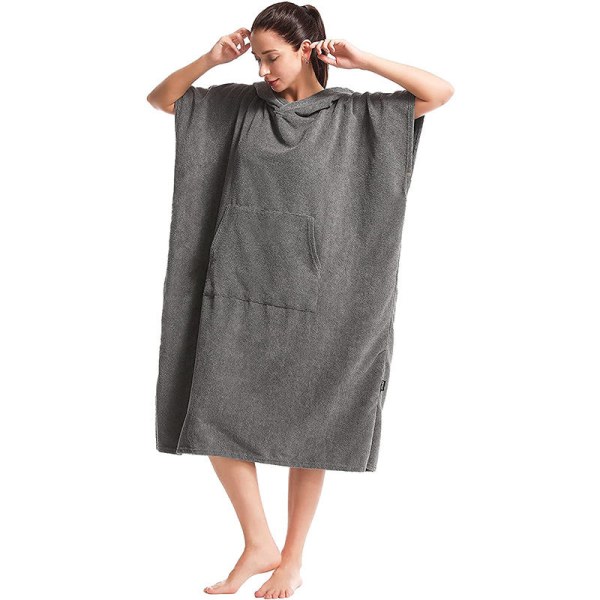 Skift frakke Ekstra stort tykt badehåndklæde med hætte. Surfponcho til mænd og kvinder til nem udskiftning i offentligheden. Hurtigtørrende mikro