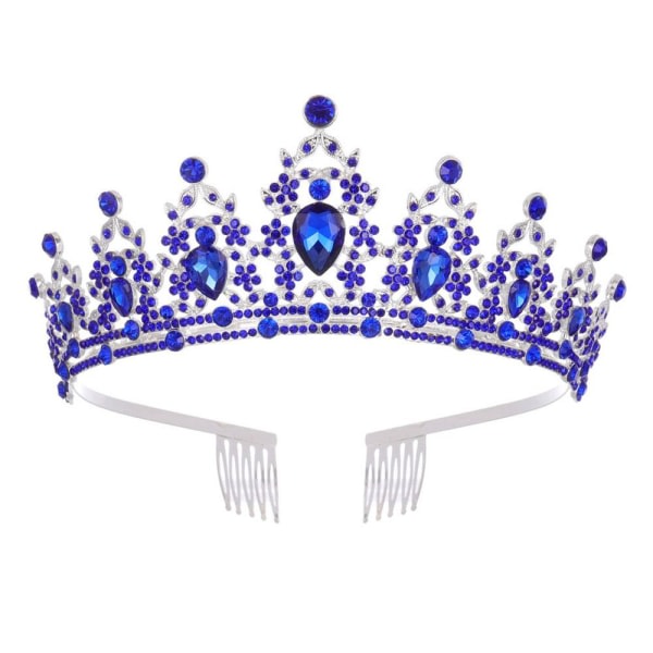 Ylellinen barokkivintage morsiuskruunu tiara BLUE