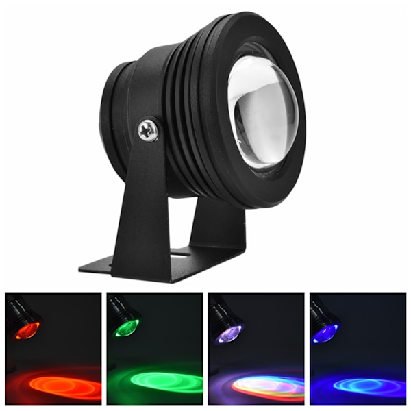 2V 10W RGB Vandtæt LED Spotlight til Akvarier, Pools og Haver - Sort Undervandslys