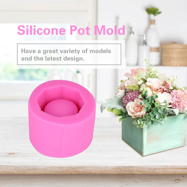 Silikonform for DIY Blomsterpotter, Hageplanter, Cementvaser og Lysestaker (BK1142) Pink