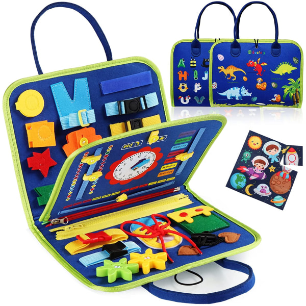 Montessori Toys Busy Board Sensorisk aktivitetsutvecklingstavla dinosaur