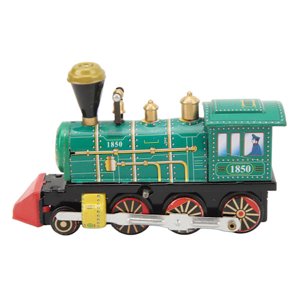 Vintage Tinplate Kellokoneinen Veturi Leikkikalu - Käsintehty Retro Kellokoneinen Juna Keräilijöille, Lahjoiksi, Juhliin ja Syntymäpäiville Green