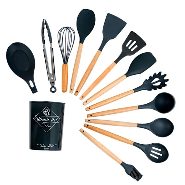 34-delt sæt af silikonespade, højtemperaturbestandig husholdnings-omrøringsspade, grydespade, køkkenudstyrssæt, suppeske - Spaghettiske