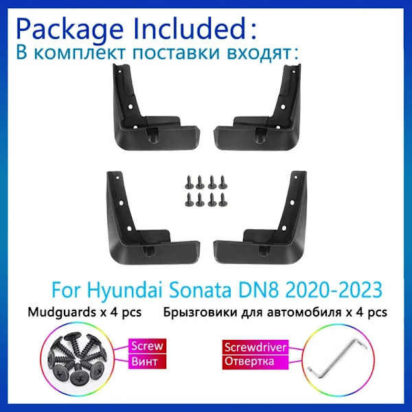 4x Hyundai Sonata DN8 2020 2021 2022 2023 Pyöränsuoja Lokasuoja Etu Taka Roiskeläpät MudFlaps Autotarvikkeet