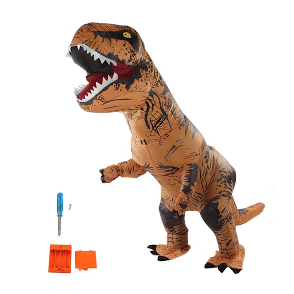 Ilmapuku T-Rex Dinosaur - Aikuisten Halloween-, Cosplay- ja Jouluasu - Sopii 150-190cm, Ruskea