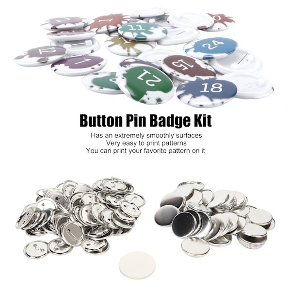 100 Set Rostfria Nålbacks Knappkomponenter - Tennplåt och Plastbas för DIY-Märkeshantverk (44mm / 1.73in) 100 Set  44MM